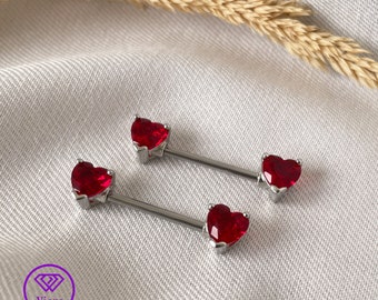 Tong, oor en tepel hart piercing in paar van anti roest en aanslag 14G 16G roestvrij staal