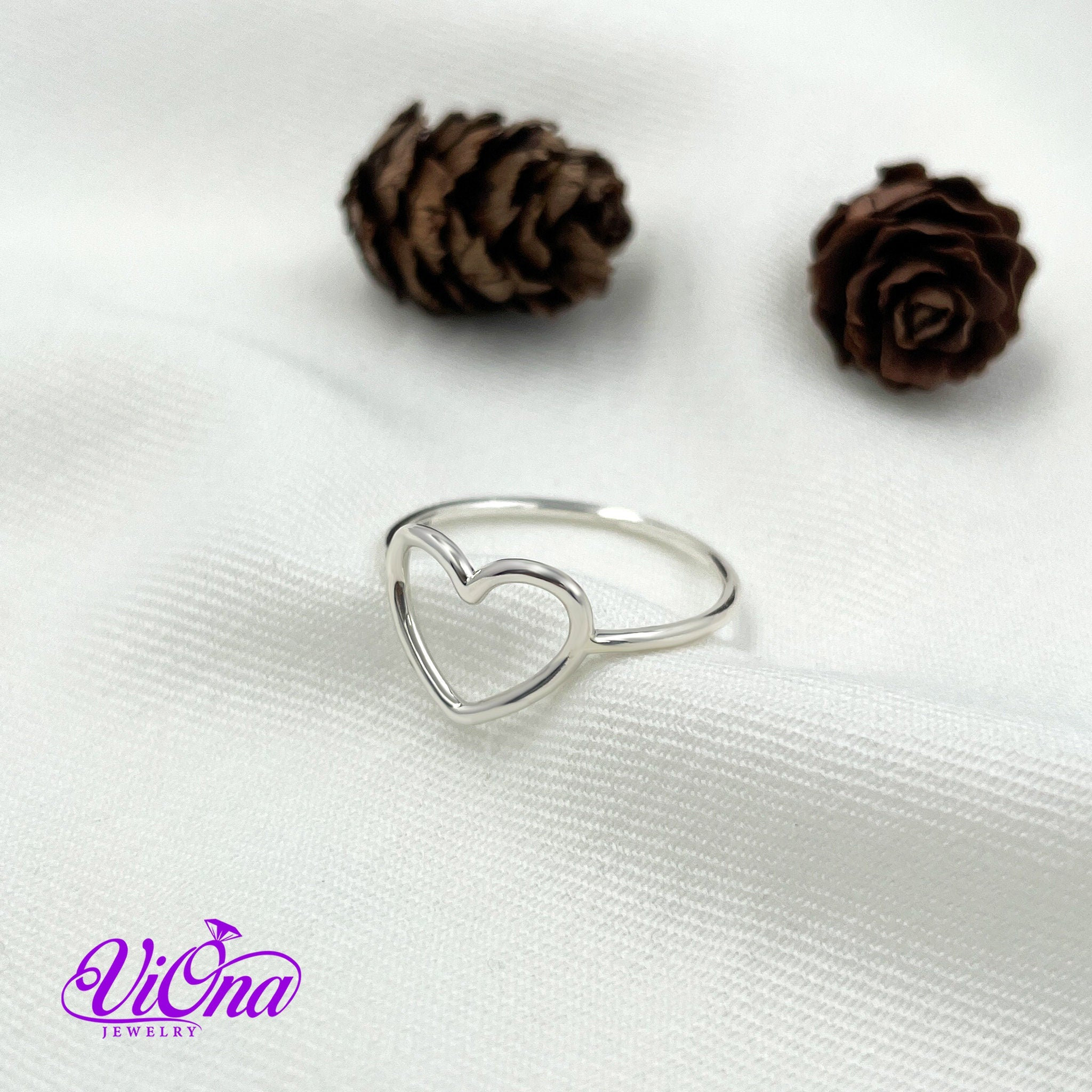 Hollow Heart Outline Ring aus 925 Sterling Silber mit schlichtem minimalistischem Design Etsy