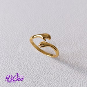 Gold-Plated 925 Sterling Silver Hug Ring, Stamped