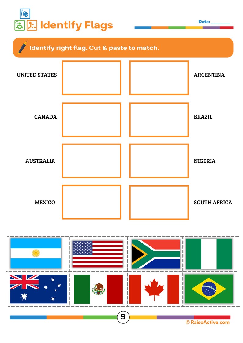 Flags of the World Book Include 32 Country Flags, DIY Flash Cards, Back ...