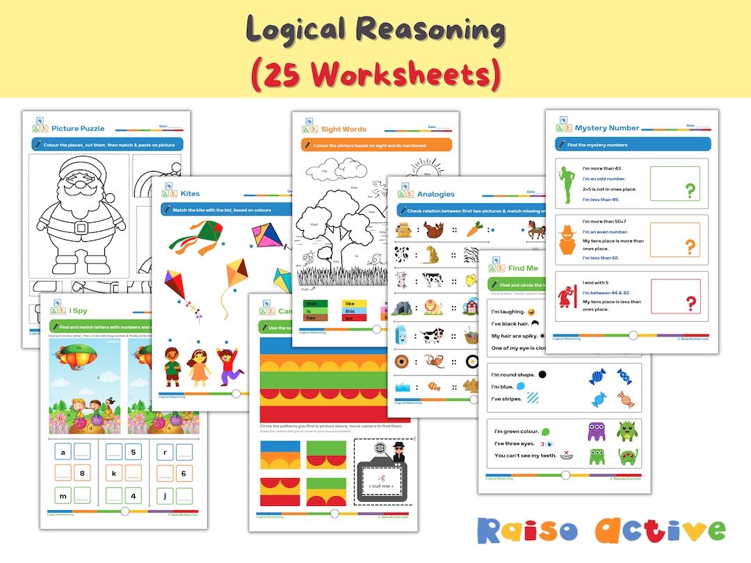 Logical Reasoning Printable Worksheets for Preschoolers and Kids Brain ...