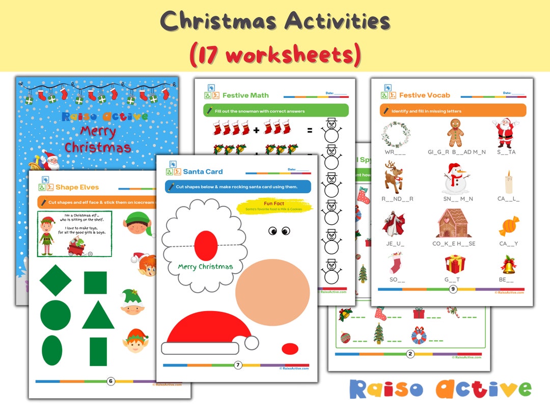 Christmas Activity Worksheets, Christmas Pack, Christmas Card, Elf ...