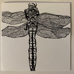 Greeting’s card, Birthday card, Occassion’s card, Card, Dragonfly, Hand drawn, Unique, Monochrome, Dragonfly art, Dragonfly drawing, Drawing