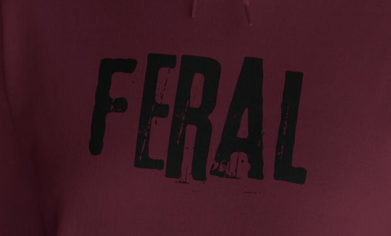 FERAL Hoodie, Grunge Hoodie, Free Shipping, Womens or Mens Hoodies, Retro Shirt, Vintage Shirt, Gildan 18500, 70s 80s 90s Y2k, Meme Hoodie image 9