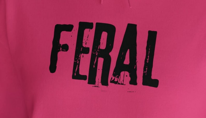 FERAL Hoodie, Grunge Hoodie, Free Shipping, Womens or Mens Hoodies, Retro Shirt, Vintage Shirt, Gildan 18500, 70s 80s 90s Y2k, Meme Hoodie image 8