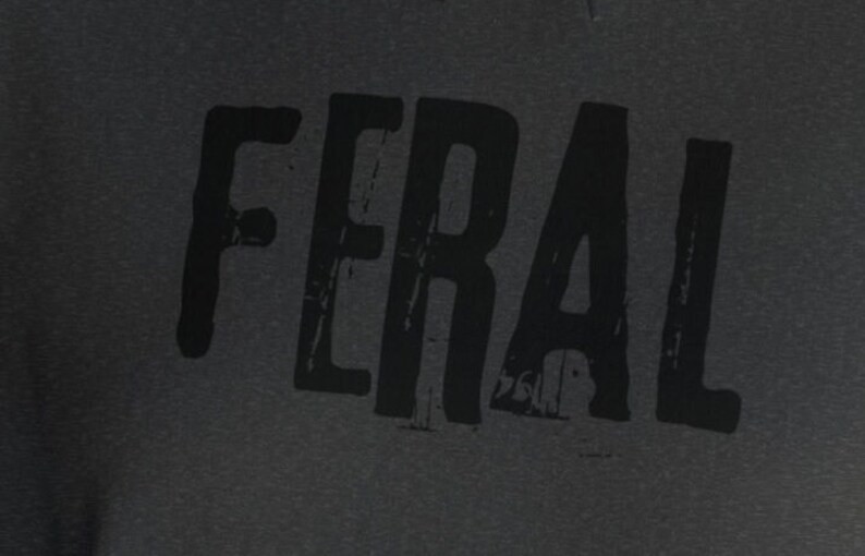 FERAL Hoodie, Grunge Hoodie, Free Shipping, Womens or Mens Hoodies, Retro Shirt, Vintage Shirt, Gildan 18500, 70s 80s 90s Y2k, Meme Hoodie image 7