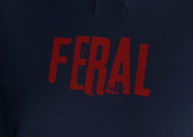 FERAL Hoodie, Grunge Hoodie, Free Shipping, Womens or Mens Hoodies, Retro Shirt, Vintage Shirt, Gildan 18500, 70s 80s 90s Y2k, Meme Hoodie image 2