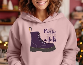 Meet Me In The Pit Hoodie, Mosh Pit Hoodie, Punk Hoodie, 90s Hoodie, Doc Martin, Metal and Grunge Genx Hoodie, Gildan 18500,  Free Shipping