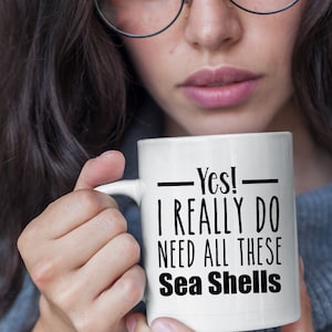 Seashell Mug  Sea Shell Lover Gift  Conch Sea Shell Coffee Mug - Unique Beach Lover Gifts Seashells Collector mug Personalized Seashell Gift
