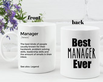 Taza personalizada con la definición de gerente: regalo de reconocimiento de liderazgo