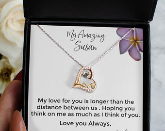 Long Distance Relationship Gift Anniversary Gift for Girlfriend Long Distance Couple Love Dancing Necklace