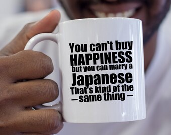 Personalized Japanese Mug: Happiness Quote, Japan Gift