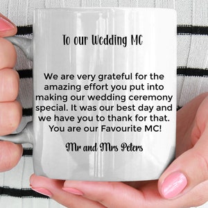 A mi MC Wedding MC Gift Regalo de boda personalizado para MC Gracias Regalo Taza de boda personalizada divertida Regalo de boda divertido Taza de boda