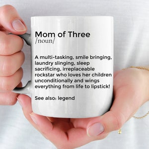 Mamá 3 taza regalo del día de la madre para mamá mamá de tres regalo mamá taza personalizada mamá de 3 niños mamá de 3 regalo personalizado madres taza