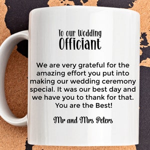 Aan mijn trouwambtenaar trouw officiant cadeau Gepersonaliseerd huwelijkscadeau voor officiant Dank u geschenk, grappig huwelijkscadeau grappige bruiloft mok