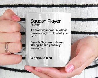 Personalized Squash Player Ceramic Mug, Coach Gift