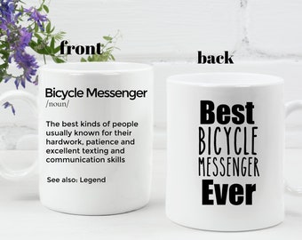 Personalized Bicycle Messenger Mug, Gift for Bike Courier