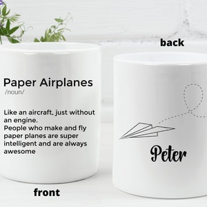 Paper Airplane Gift Paper Airplane Mug  Paper Airplane Fan Mug, Paper Airplane Creator Gift Personalized Paper Airplane Gift Mug