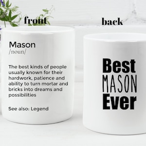 Mason Mug Personalized Gift for Masons Construction Worker Mug Appreciation Worker Bricklayer Gift Masonry Apprentice Gift