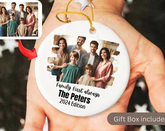 Personalized Family Photo Ornament: Ceramic Keepsake Gift