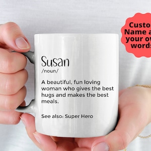 Taza de esposa Regalo personalizado para esposa Mejor esposa nunca Divertida Definición de esposa Taza Día de San Valentín Regalo para esposa