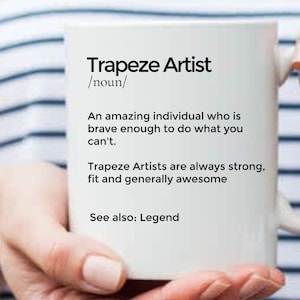 Trapeze Mug Personalized Gift for Trapeze Artist Flying trapeze artist Acrobatics Lover Funny  Gift Idea for trapeze enthusiast Circus mug