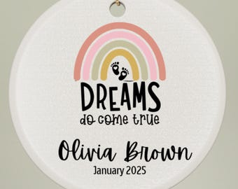 Personalized Rainbow Baby Ceramic Ornament: Remembrance Keepsake Gift