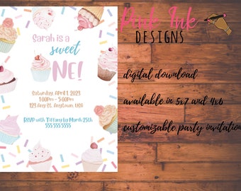 The Sweet One Invitation, The Sweet One Birthday Invitation, The Sweet One Printable, The Sweet One Birthday Party, Digital Invitation