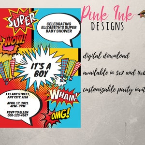 Invito Supereroe, Baby Shower, Baby Boy Shower, Invito Supereroe, Download digitale, Superhero Baby Invite, Superhero Baby