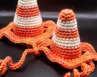 Crochet Traffic Cone Cat Hat