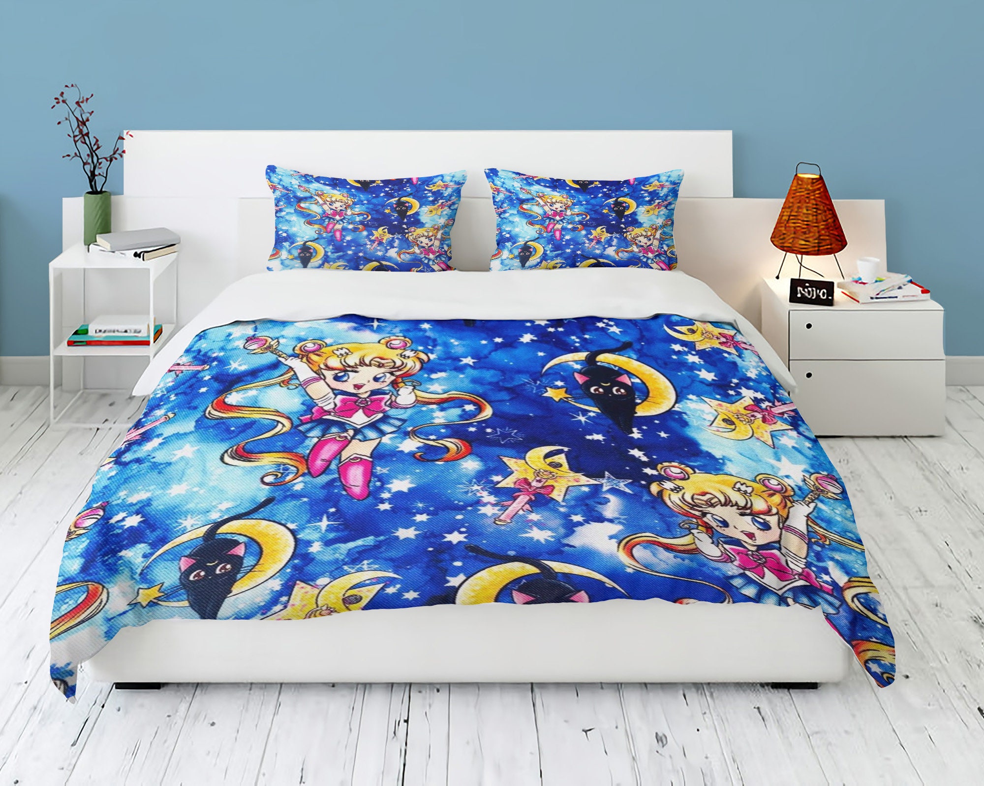 Sailor Moon Cool Cute Bedding Set Sailor Moon Decor Sailor Etsy