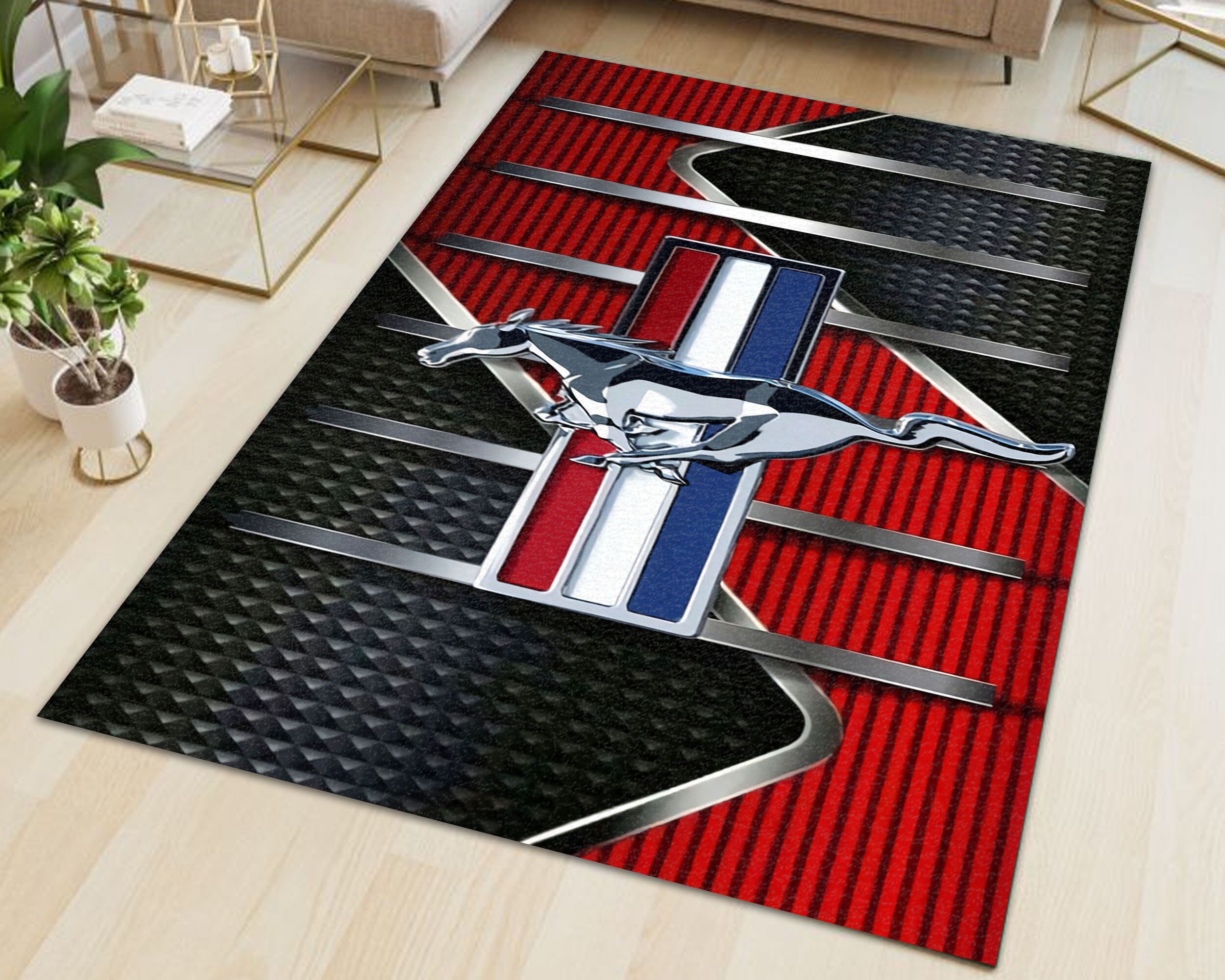 Ford Mustang Inspired Area Rug Garage Sign Office Or Etsy
