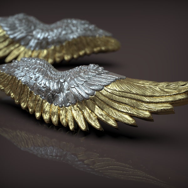Steeling silver earrings wings // gold earrings wings // feathers earring // stud silver earrings wings