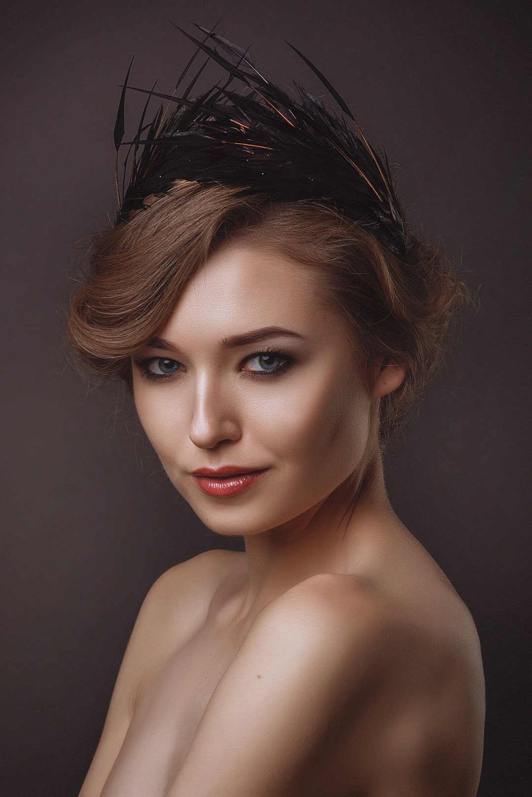 Headband With Feathers // Black Feather Crown // Feather Hair Accessory