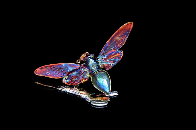 cicada pendant silver cicada necklace Real insect jewelry electroplated jewelry metal electroforming image 4
