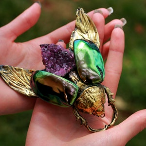 Silver beetle necklace / huge bug pendant / insect jewelry / bug necklace /