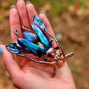 Silver beetle necklace / bug pendant / insect jewelry / bug necklace / Electroformed jewelry