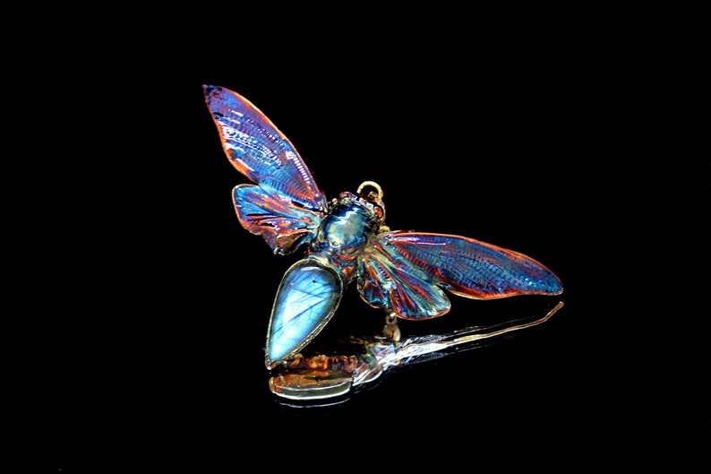 cicada pendant silver cicada necklace Real insect jewelry electroplated jewelry metal electroforming image 2