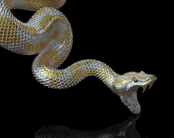 Snake pendant // python pendant // silver snake brooch // reptile necklace