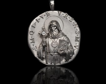Religious pendant // Saint Benedict pendant //     Religious Medal