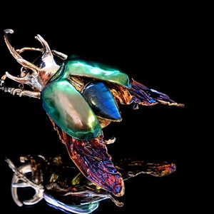Silver beetle necklace / bug pendant / insect jewelry / bug necklace / Electroformed jewelry