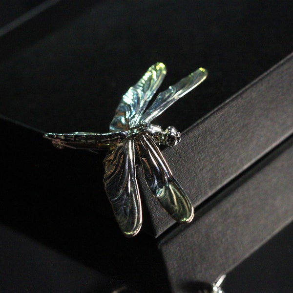 Broche libellule, Argent sterling, Boho Brooh, Broche de Damselfly, Broche volante d’insecte, bijoux de nature, broche d’insectes, électroformée