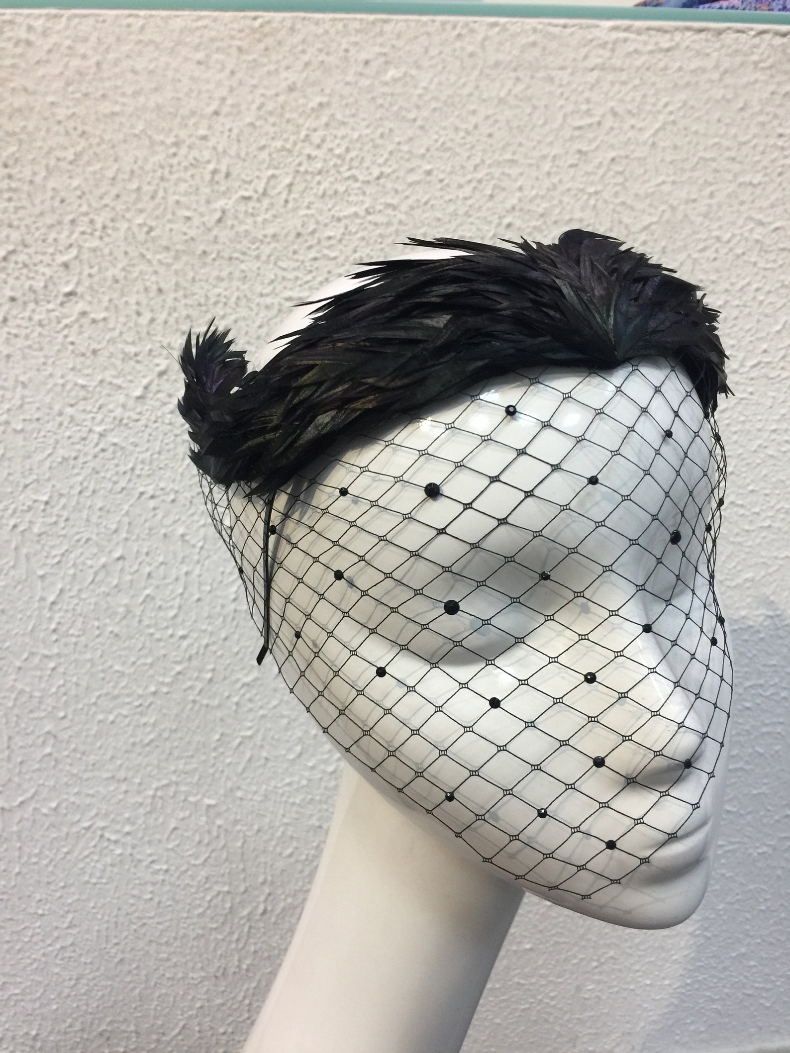 Black Feather Helmet with Silver Jewel and Braiding Plume main image 1