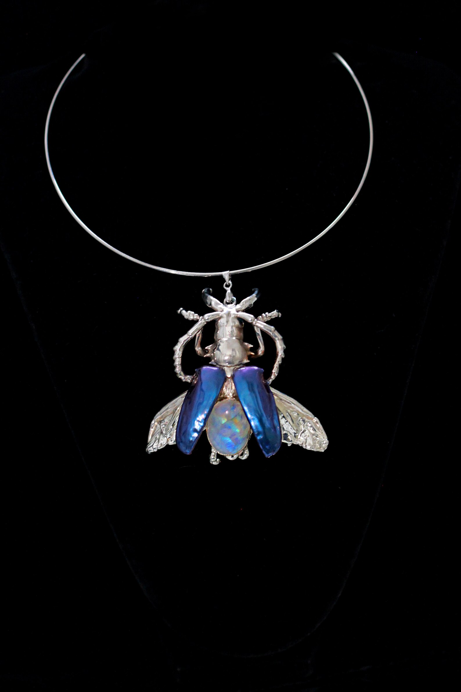 Silver Beetle Necklace / Bug Pendant / Insect Jewelry / Bug Necklace