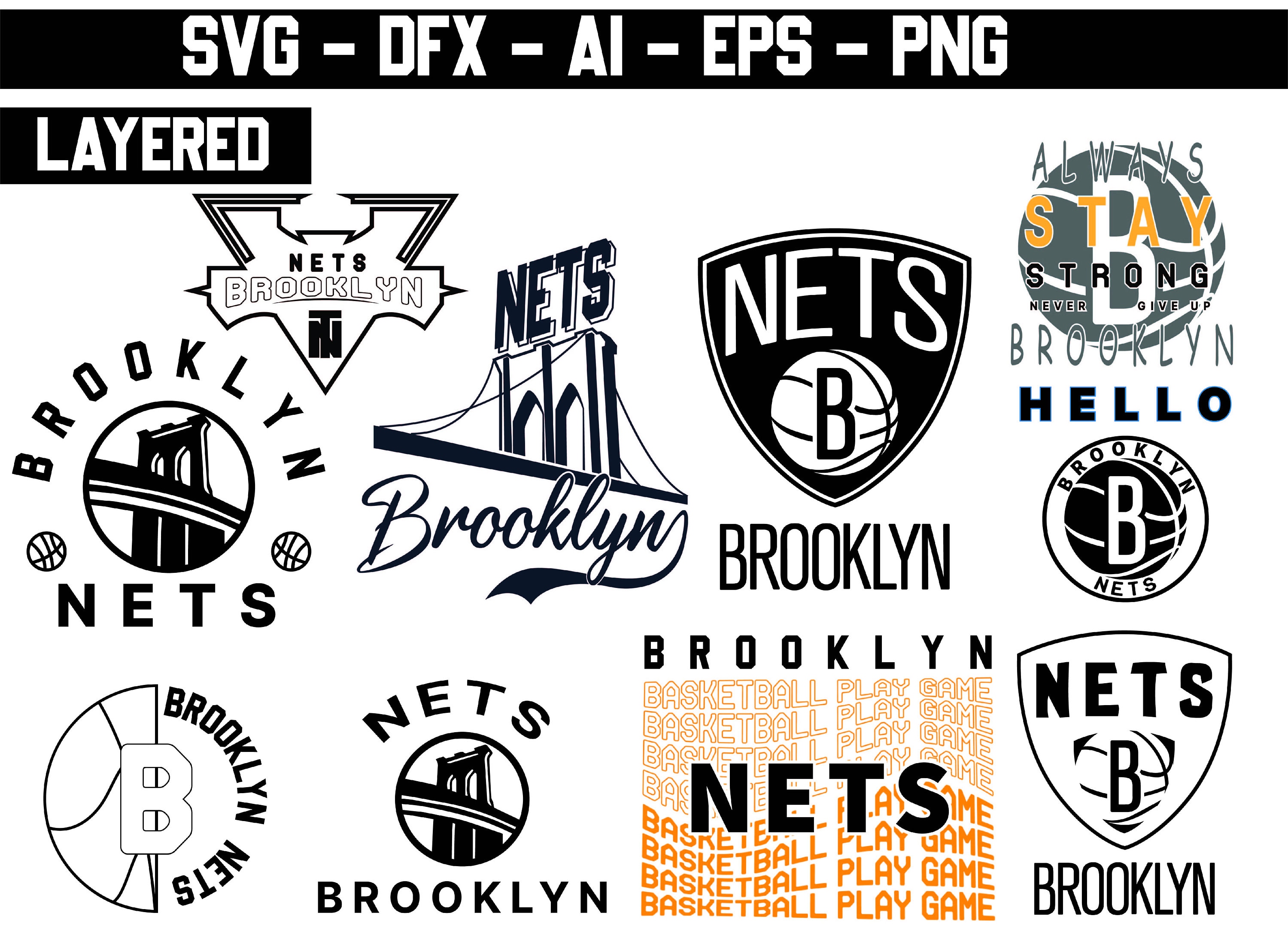 Download Layered 1 set 10 Brooklyn Nets Bundle Svg NBA sports | Etsy