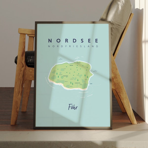 Föhr Wandbild Poster Wanddeko der Nordsee Insel | Gutschein Geschenk Wellness Urlaub am Strand Ostfriesland