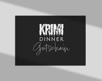 Entdecke den Nervenkitzel: Karte für Krimi Dinner Gutschein im DIN A6 Format – Kulinarische Spannung für Krimifans