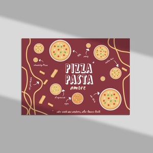 Enjoyable Amore: Pizza & Pasta voucher postcard DIN A6 | Time together voucher | Restaurant voucher | Gift to go out to eat