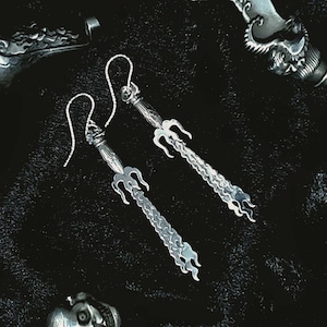 Flaming Sword Earrings - Recycled Sterling Silver