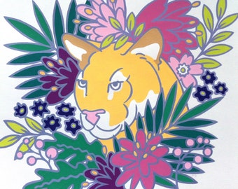 Wild Cat Art Print, Jungle Animal Kids Room Decor